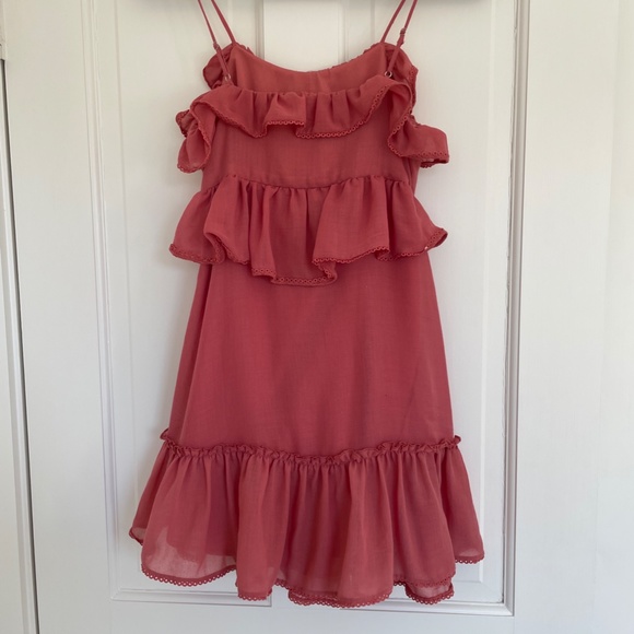 Red Carter Ruffle Mini Dress, Dusty Rose - Picture 2 of 8